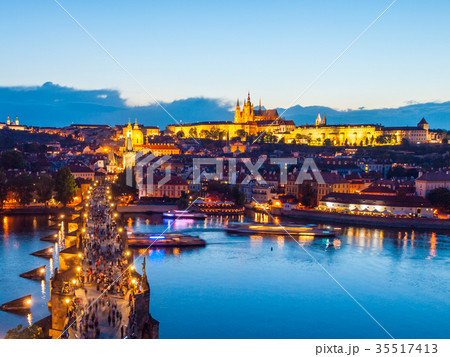 Prague Castle and Charles Bridge by night 35517413