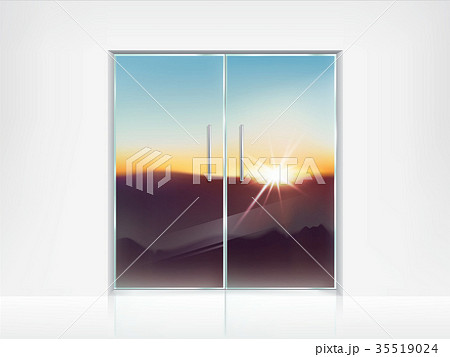 Double closed glass doors and view behind them 35519024