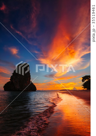 Sunset on Pranang beach. Railay , Krabi Province 35519461