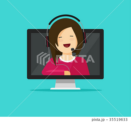Online support assistant vector illustration, flat Online support assistant vector illustration, flat 35519633