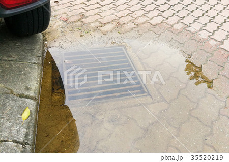 Waterlogged on street due to clogged drainage 35520219