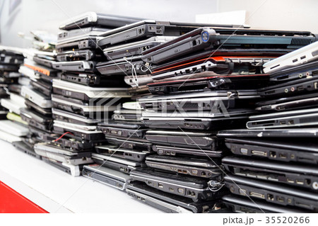 Stack of old, broken and obsolete laptop computer Stack of old, broken and obsolete laptop computer 35520266