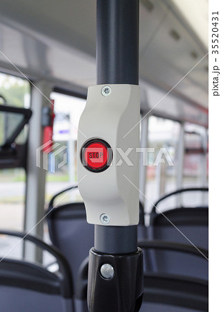 bus interior, german modern city bus, stop button 35520431