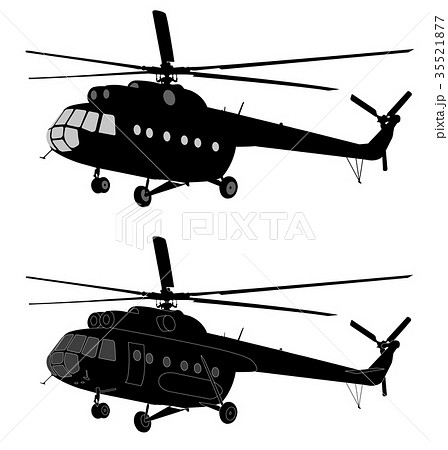 Silhouette Of Russian Mi 8 Helicopterのイラスト素材