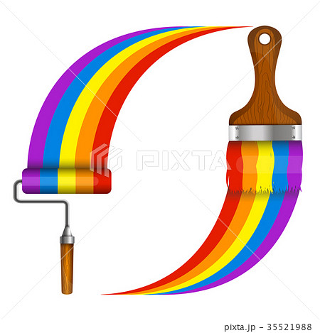 Brush and roller with paint Brush and roller with paint 35521988