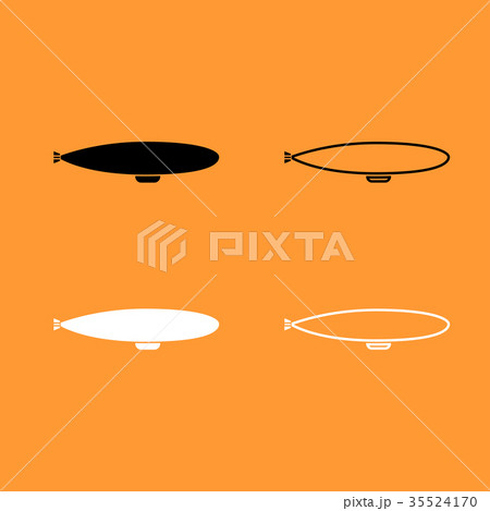 Dirigible black and white set icon . Dirigible black and white set icon . 35524170