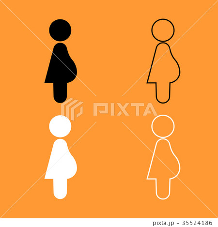 Pregnant woman black and white set icon . 35524186