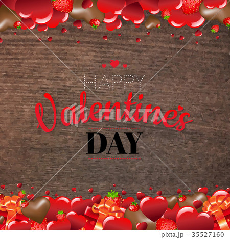 Valentines Border With Wood Background Valentines Border With Wood Background 35527160