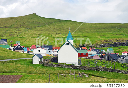 Village of Gjogv on the Faroe Islands 35527280
