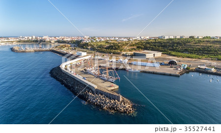 Aerial. Portuguese sea port Sinis with sailboats 35527441