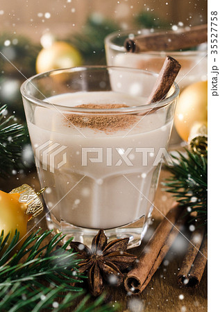 Traditional Eggnog Cocktail for Christmas Eve. Traditional Eggnog Cocktail for Christmas Eve. 35527758