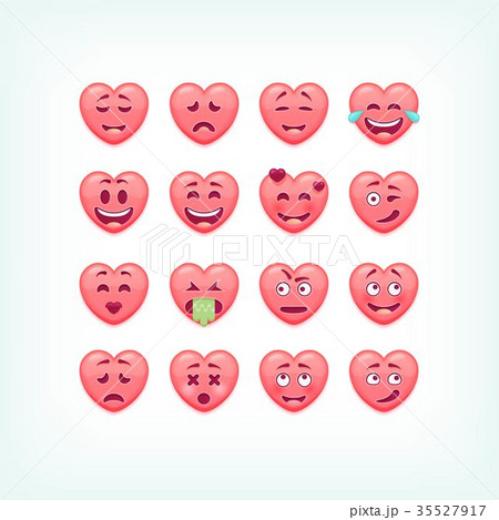 Set of heart shape emoticons. Vector romantic and Set of heart shape emoticons. Vector romantic and 35527917