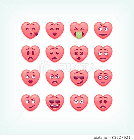 Set of heart shape emoticons. Vector romantic and 35527921