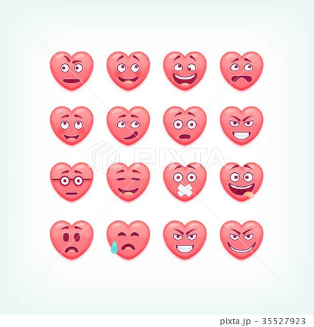 Set of heart shape emoticons. Vector romantic and 35527923