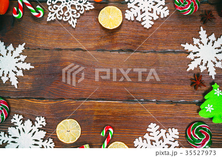Christmas background with snowflakes, cones, 35527973