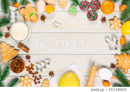 Cooking Christmas gingerbread cookies  35528002