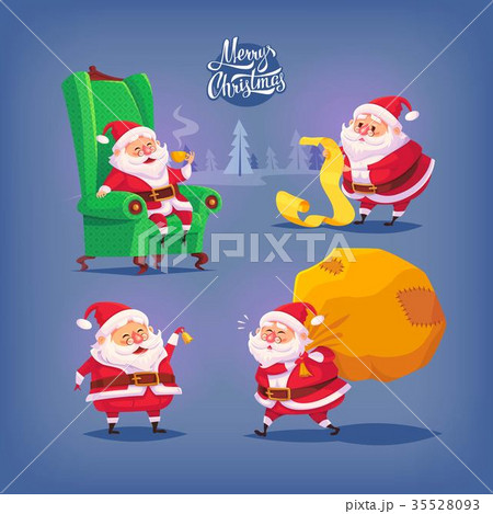 Collection of cartoon vector Santa Claus icons 35528093