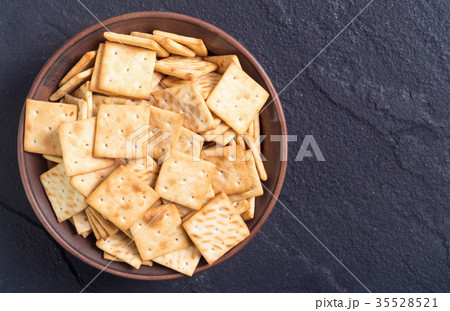 Homemade crackers in bowl 35528521