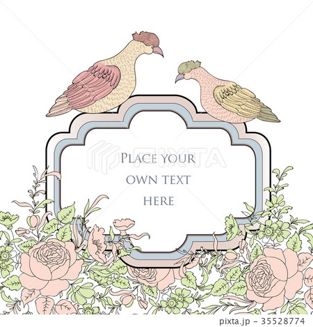 Floral background. Flower garden card with birds Floral background. Flower garden card with birds 35528774