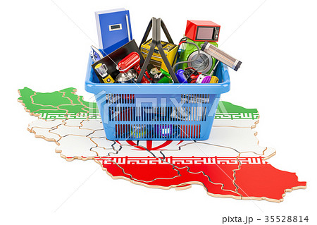Map of Iran with shopping basket 35528814