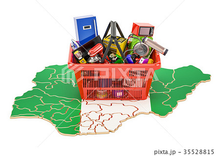 Map of Nigeria with shopping basket 35528815