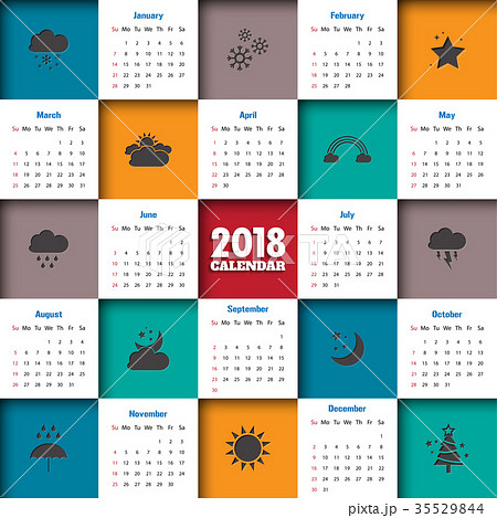 2018 Modern calendar template .Vector/illustration 35529844