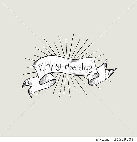 r day sign. Vintage banner. Waving ribbon 35529903