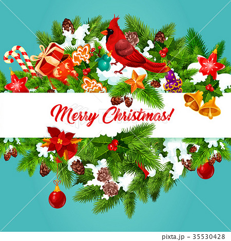Merry Christmas holiday vector greeting card 35530428