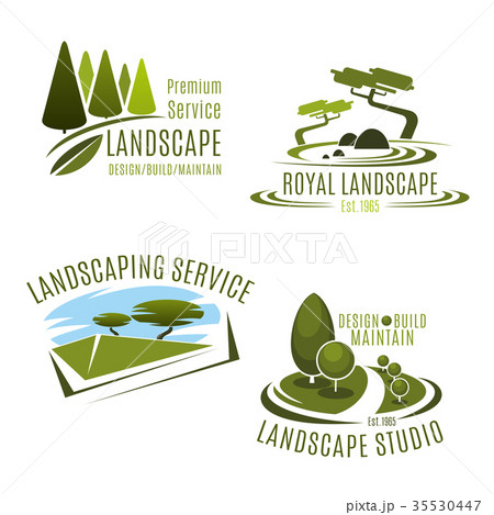 Vector icons gardening landscape design company 35530447