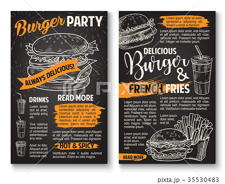 Vector sketch burger fast food restaurant posters Vector sketch burger fast food restaurant posters 35530483