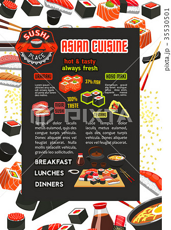 Vector poster for Japanese sushi Asian restaurant 35530501
