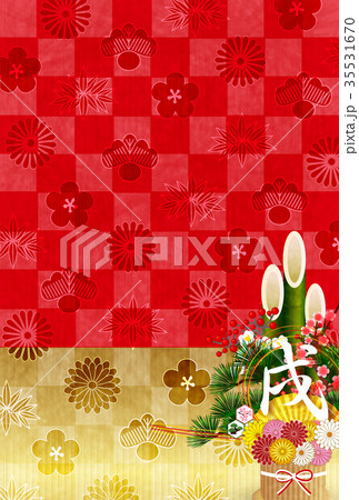戌　年賀状　和紙　背景 35531670