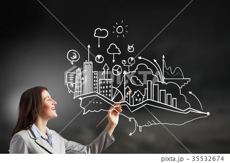 Woman with paint brush 35532674