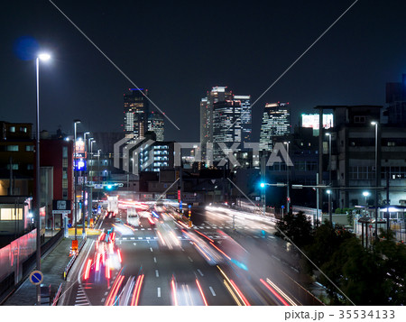 名古屋西区・交通イメージ　国道22号線（名岐バイパス）と名古屋駅中心部を望む 夜景 35534133