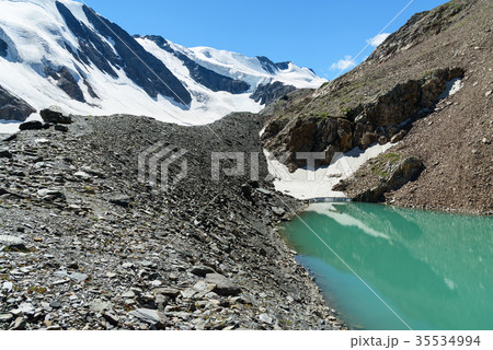 Blue lake in Aktru valley. Altai Republic, Russia Blue lake in Aktru valley. Altai Republic, Russia 35534994