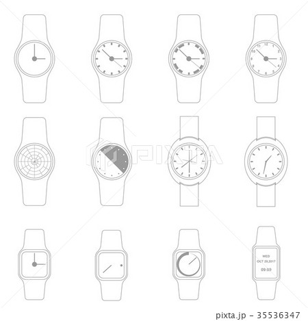 Hand watch icon set, Minimalist icon design 35536347