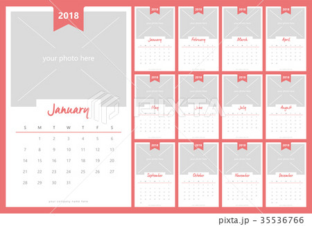 calendar 2018 with image space vector design 35536766