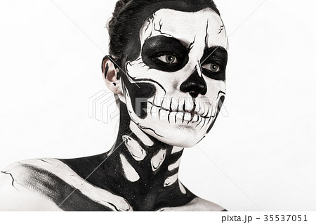 Attractive girl with skeleton makeup 35537051