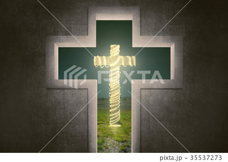Cross shape with christ symbol 35537273