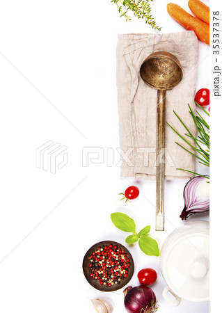 Colorful food ingredients on white background 35537378