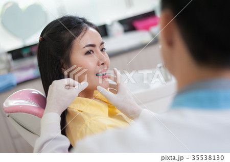 Female patient with dental checkup Female patient with dental checkup 35538130