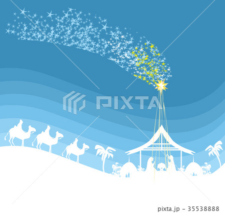 Biblical scene - birth of Jesus in Bethlehem. 35538888