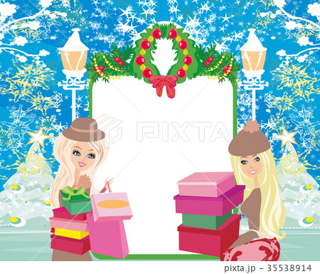 Christmas shopping - winter sale card Christmas shopping - winter sale card 35538914
