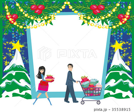 Christmas shopping - winter sale card 35538915
