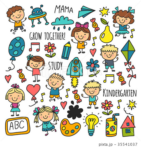 Kids drawing Kindergarten School Happy children 35541037