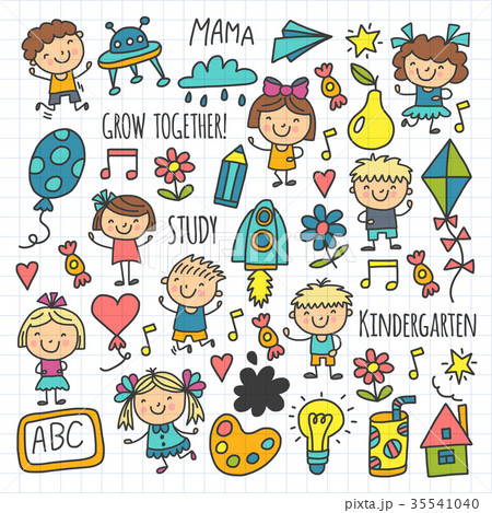 Kids drawing Kindergarten School Happy children 35541040