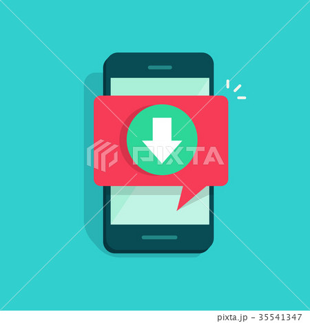 Mobile phone with downloading and bubble speech Mobile phone with downloading and bubble speech 35541347