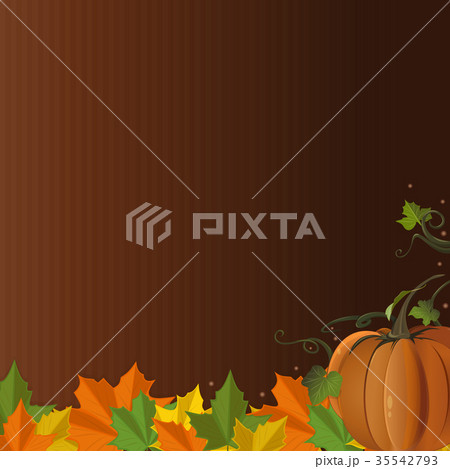 Autumn design with pumpkin and fallen leaves 35542793