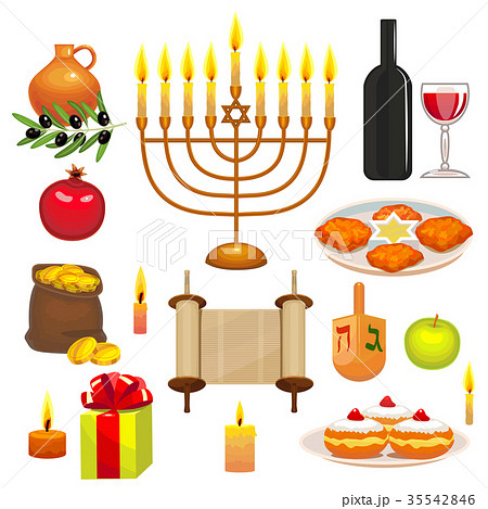 Set of Hanukkah Celebration Elements Set of Hanukkah Celebration Elements 35542846