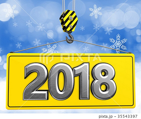 3d crane hook with metal 2018 sign 3d crane hook with metal 2018 sign 35543397